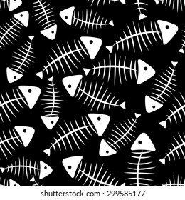 Fish Bone Seamless Pattern Background Vector Illustration EPS10