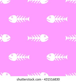 Fish bone. Seamless pattern with fishbones. Vector illustration.
