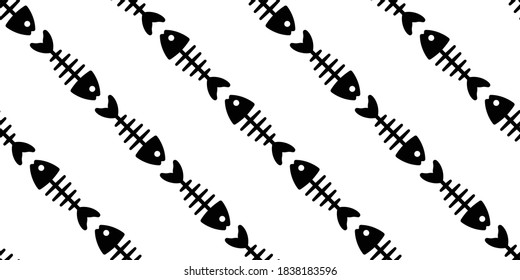 fish bone Seamless pattern shark vector salmon dolphin tuna doodle icon cartoon ocean sea repeat wallpaper scarf isolated tile background pet animal illustration design