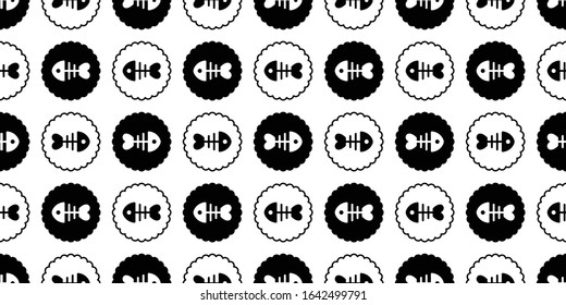 fish bone seamless pattern vector polka dot shark salmon dolphin tuna whale scarf isolated cartoon tile background repeat wallpaper illustration design