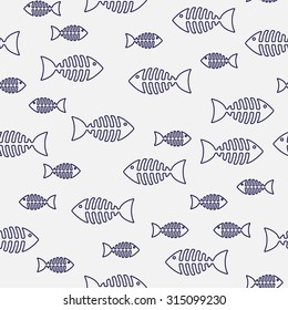 Fish bone, seamless pattern, vector illustration