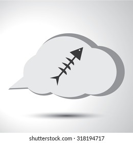 Fish bone sign flat icon