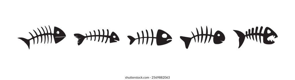 fish bone sihlouete collection vector