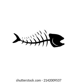 Fish bone silhouette icon vector design template