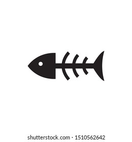 Fish bone silhouette vector on a white background