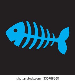 fish bone, fish skeleton.  black icon.