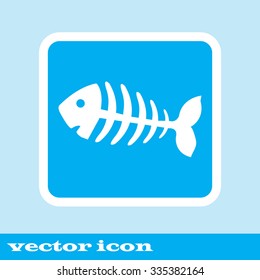 fish bone, fish skeleton.  blue icon.