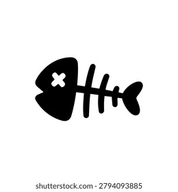 Fish Bone Skeleton Icon Containing Food Scrap Waste, Kitchen Garbage Theme, and Disposal Atmosphere