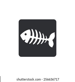 fish bone, fish skeleton icon Rounded squares button, on white background