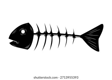 Esqueleto de hueso de pescado icono de silueta