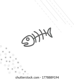fish bone, fish skeleton isolated line icon for web and mobile