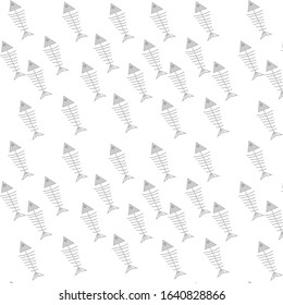 Fish bone fish skeleton on white background, Vector bones icon, Fish bones pattern wallpaper.