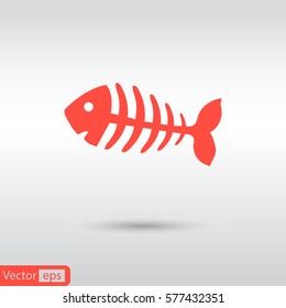 fish bone, fish skeleton. red icon