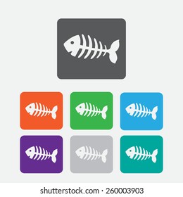 fish bone, fish skeleton. Round squares buttons .