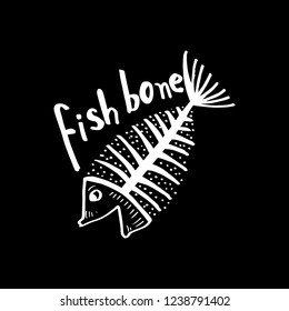 Fish bone, fish skeleton for shirt design, poster, logo.