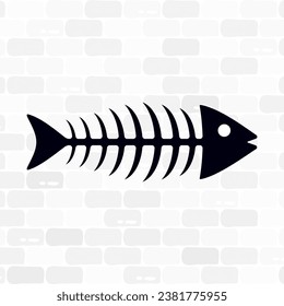 Fish bone skeleton silhouette. Vector illustration.