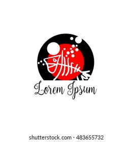 fish bone skeleton symbol vector icon logo design