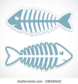 Fish bone sticker - vector illustration