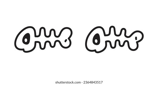 fish bone vector halloween skull crossbones icon cartoon character tuna salmon symbol doodle illustration design