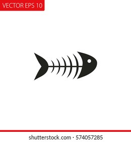 Fish Bone Vector Icon.