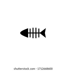 Fish bone vector icon in black solid flat design icon isolated on white background
