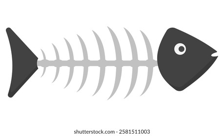 Fish bone vector icon isolated on white background.