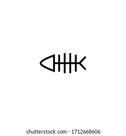 Fish bone vector icon in linear, outline icon isolated on white background