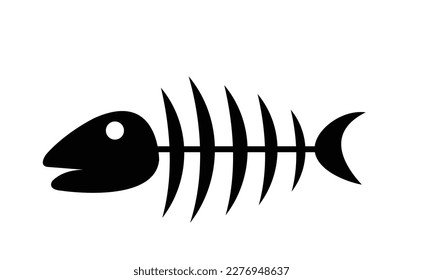 Fish bone vector icon on white background.