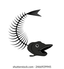 Fish bone vector icon skeleton