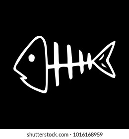Fish bone vector illustration. Doodle style. Design, print, decor, textile, paper