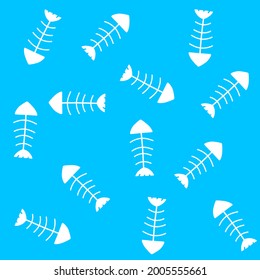 fish bone vector pattern on blue background