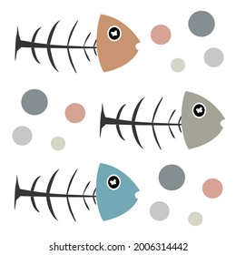 Fish Bone Vector, Perfect for illustration, design, icon, wallpaper, wrapping paper, etc.