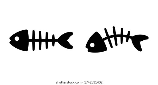 fish bone vector salmon icon tuna cartoon symbol doodle illustration design
