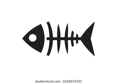 Fish bone vector silhouette isolated in white background