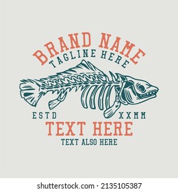 fish bone vintage t shirt design template