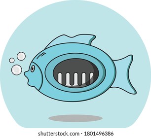 Fish with a bonefish illustration vector
