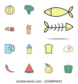 fish and bones colored icon. food icons universal set for web and mobile