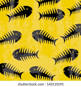 fish bones design over yellow background vector illustration