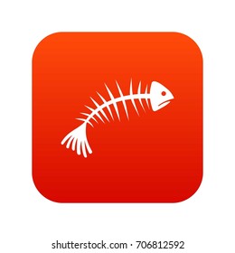 Fish bones icon digital red for any design isolated on white vector illustration