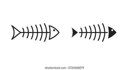 Ícone de bones de peixe no estilo rabiscar e traçar.