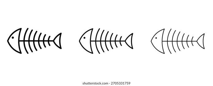 Fish bones icon linear style sign for mobile concept and web design.