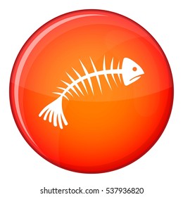 Fish bones icon in red circle isolated on white background vector illustration