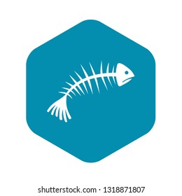 Fish bones icon in simple style isolated on white background
