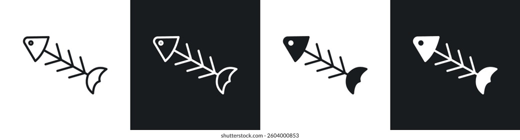 Fish bones icon symbol collection on white background.