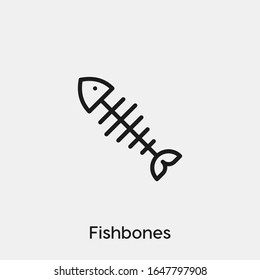 fish bones icon vector. Linear style sign for mobile concept and web design. fish bone symbol illustration. Pixel vector graphics - Vector.