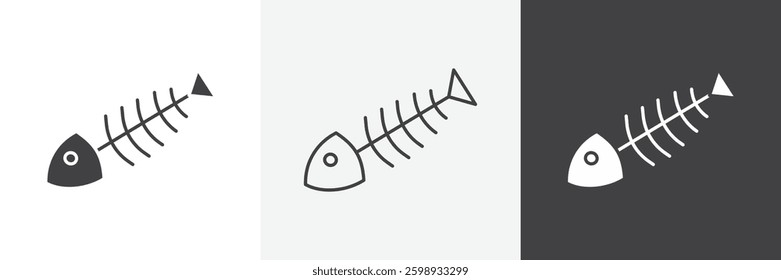 Fish bones icons in Thin line black color. flat simple vector symbols illustration.