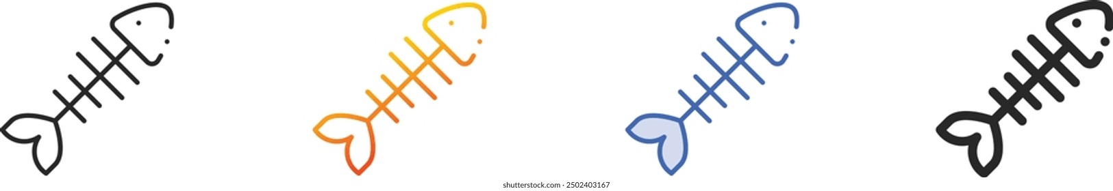 fish bones icon.Thin Linear, Gradient, Blue Stroke and bold Style Design Isolated On White Background