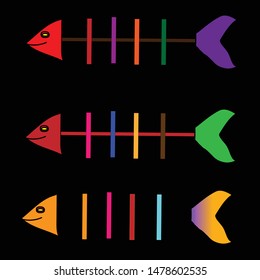 fish bones illustration icon vector