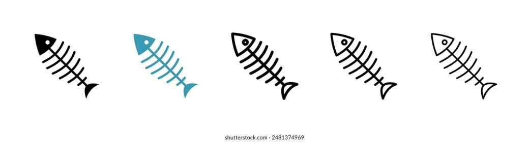 Fish bones line icon vector set.