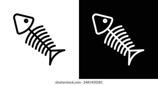 Fish bones line icon vector illustration set.